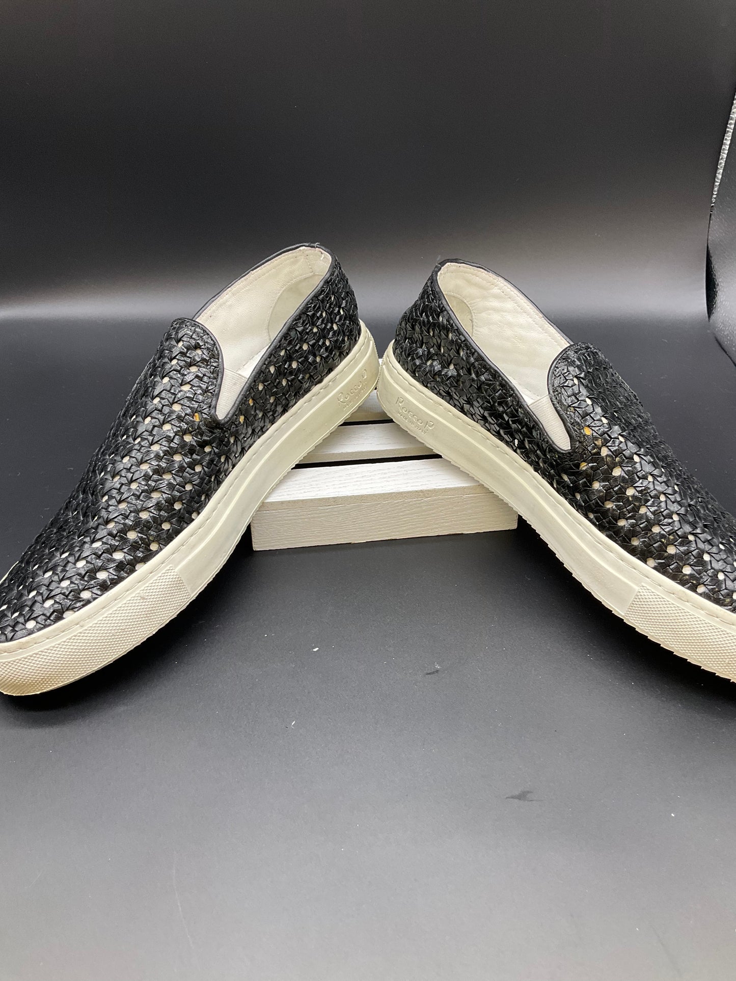 Rocco P Black with White Slip On Sneakers Size 40