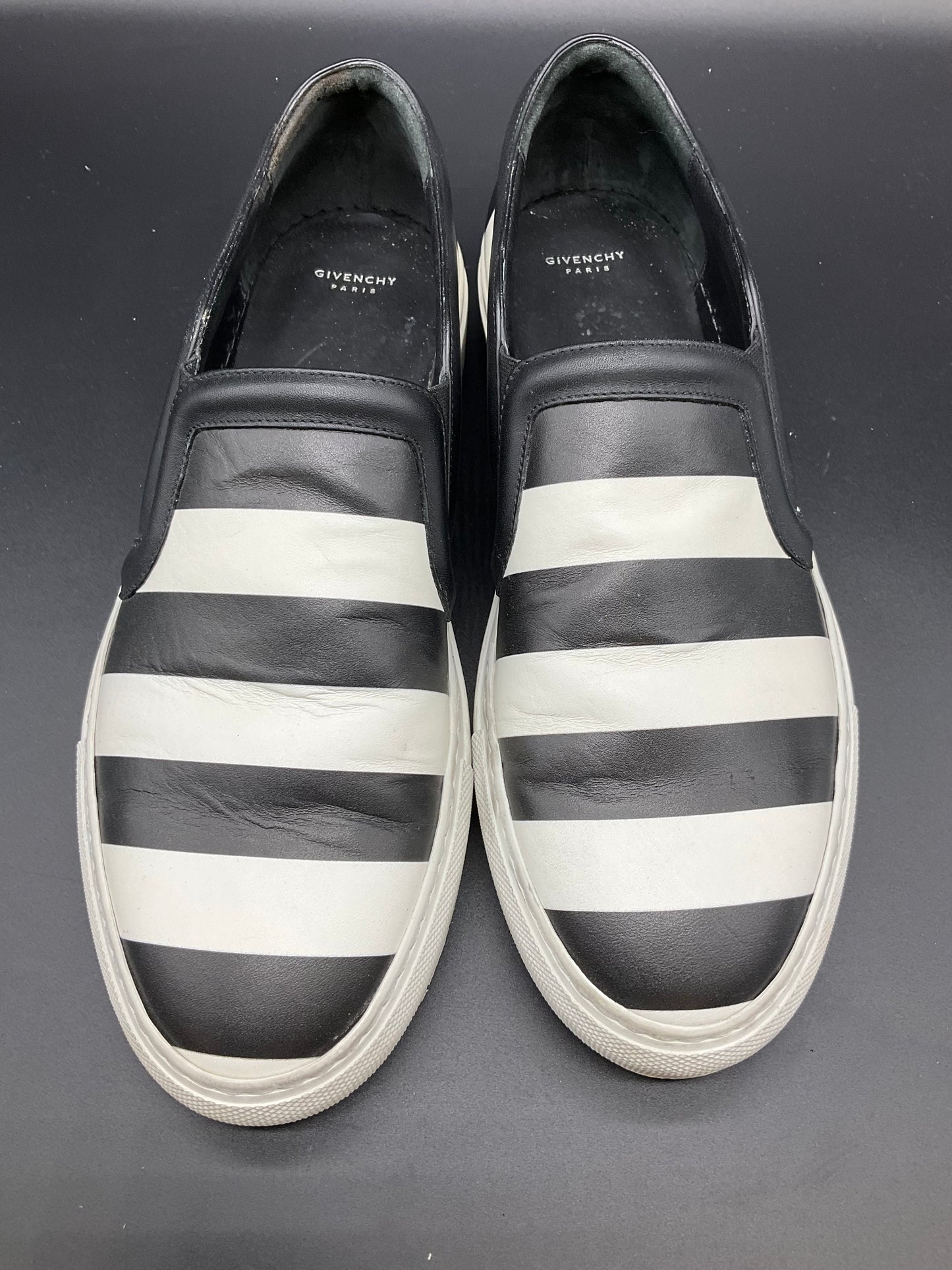 Givenchy Black and White Stripe Slip On Sneakers Size 41