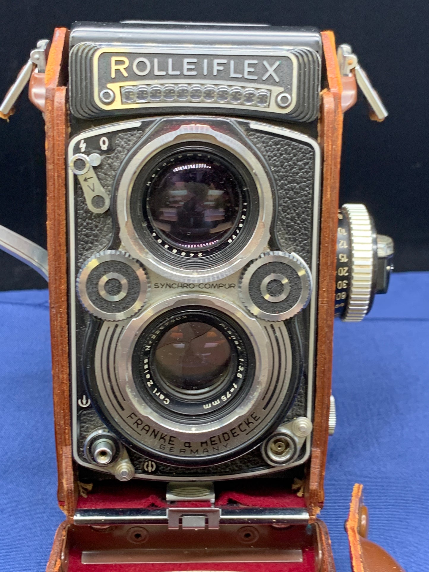 Rolleiflex Model 3.5 F Camera with Leather Case