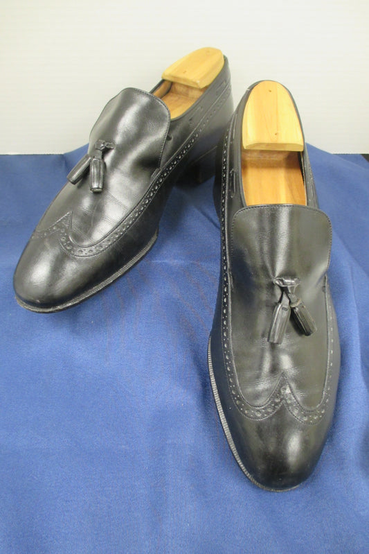 Ferragamo Black Tassel Loafers Size 6.5E