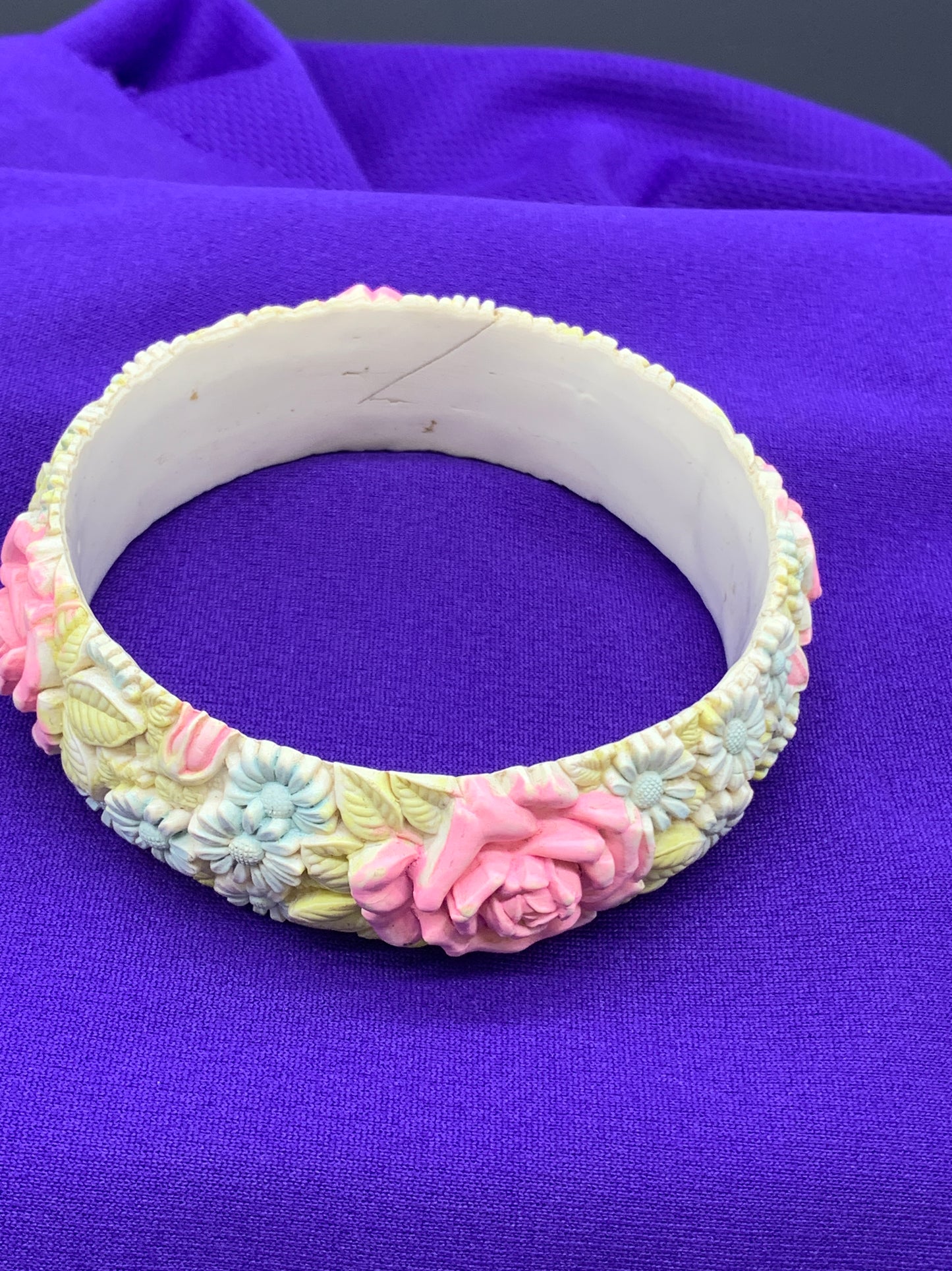 Floral Celluloid Bangle Bracelet