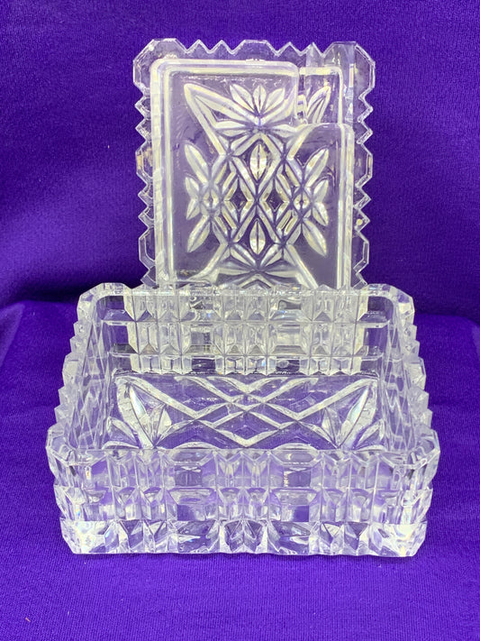 Cigarette "Casket" and Ashtray Lid Cut Crystal
