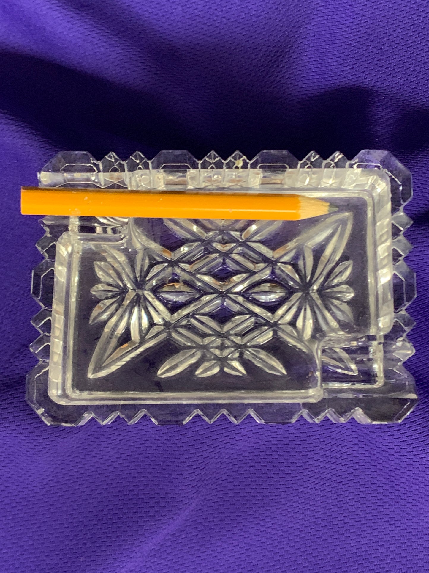 Cigarette "Casket" and Ashtray Lid Cut Crystal