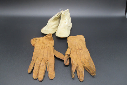 Child's Leather Shoes and Gloves Vintage