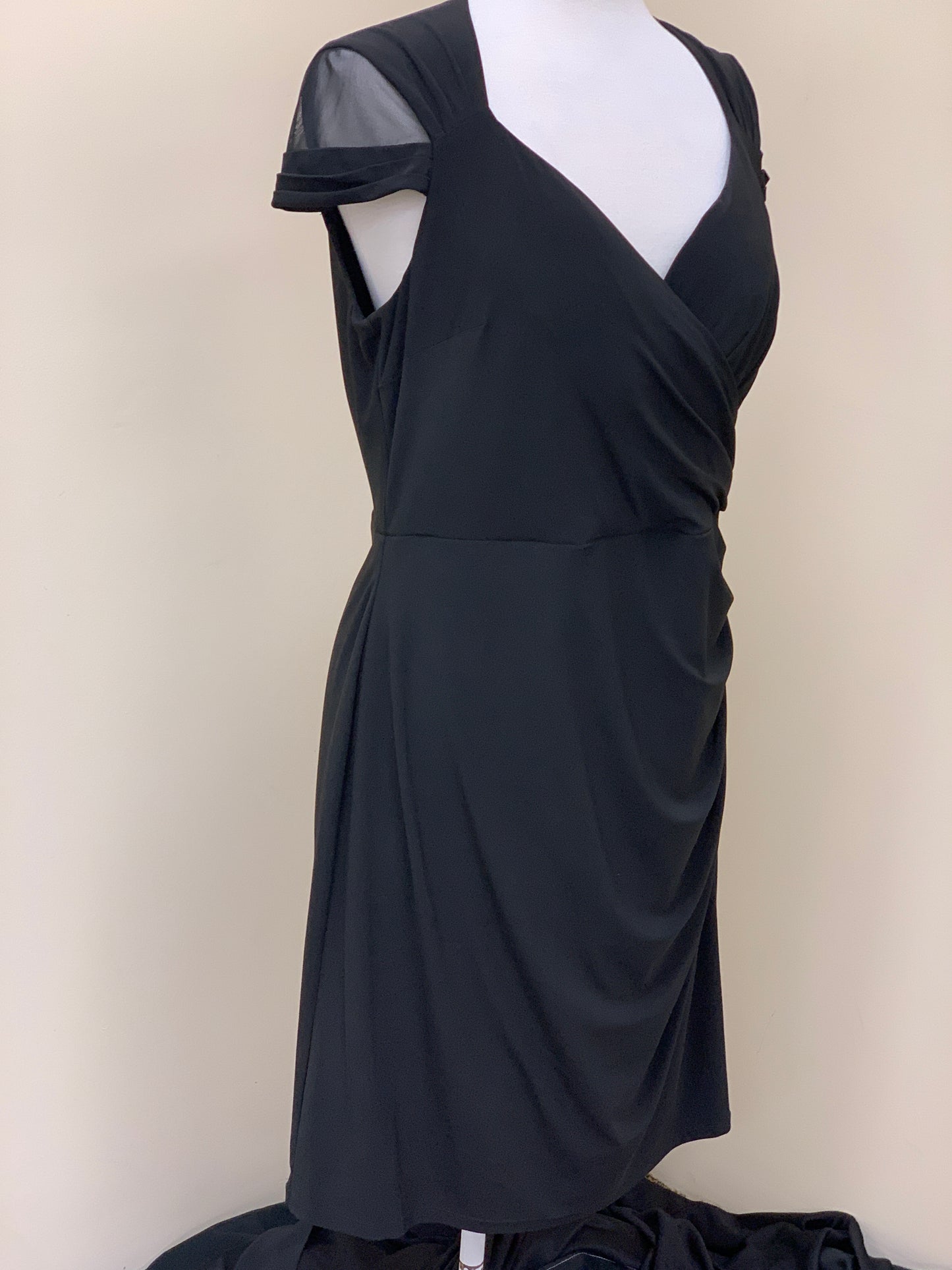 Lauren Black Dress With Cap Sleeves  Size 16