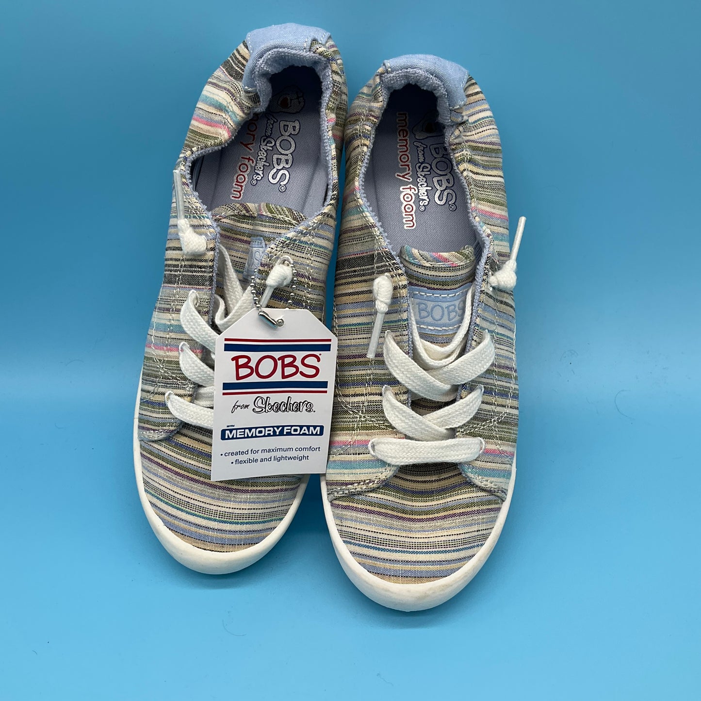 Bobs From Sketchers Pastel Stripe Sneakers Size 7  NWT